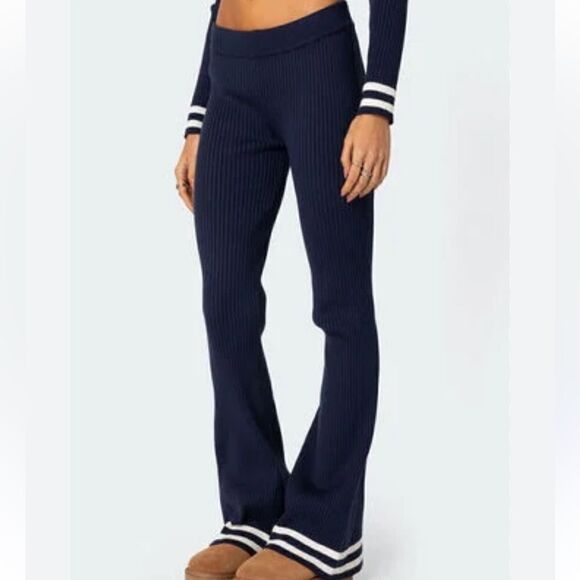Edikted Pluto Ribbed Flared Pants M - Picture 1 of 7